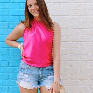 Satin Scarf - Hot Pink